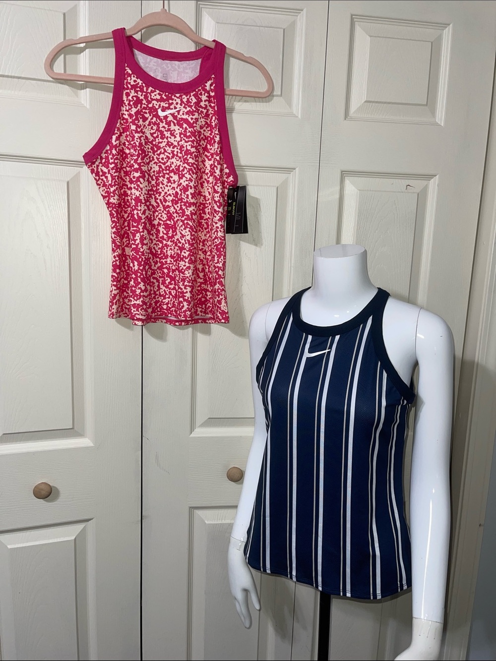 Nike Dri-FIT Tank Tops Bundle Navy Striped & Pink Printed Set. CONT D